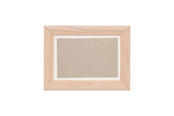 wood picture frame with passepartout, isolated on white