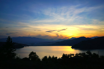 Historical Ceyhan bridge and Menzelet dam at Kahramanmaras                             