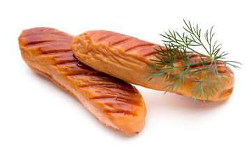 Pork sausage isolated on white background.