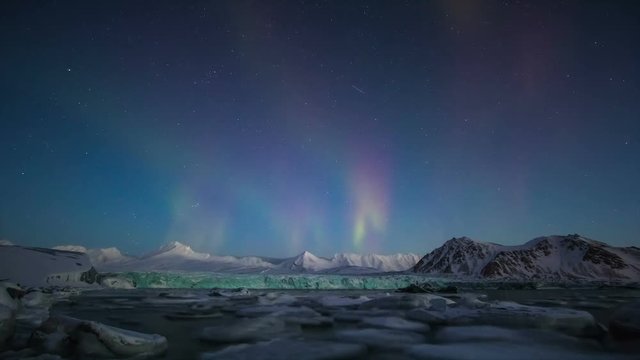 Northern lights and mountains timelapse, Arctic