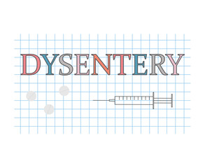 Dysentery word on checkered paper sheet- vector illustration