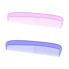 Comb on a white background. Comb. Hair. Blue and pink comb colors. Vector illustration. EPS 10.