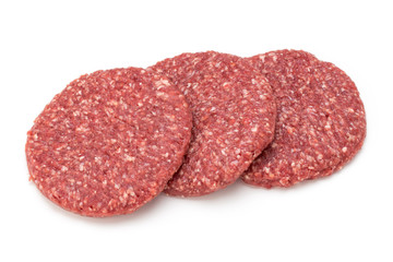 Raw fresh hamburger meat isolated on white.