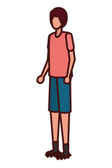 young man practicing skating sport character