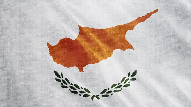Cyprus flag is waving 3D animation. Symbol of Cyprus national on fabric cloth 3D rendering in full perspective.