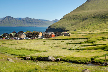 Colorful, Picturesque Village near Tórshavn On Faroe islands, Denmark