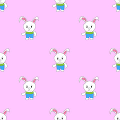 Vector seamless pattern with rabbits. Surface for wrapping paper, shirts, cloths, Digital paper