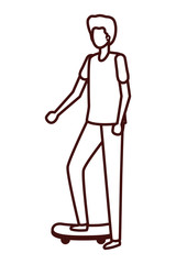 young man practicing skateboard character