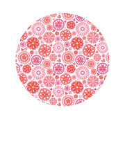 Round Shapes in Floral Pattern Isolated on White Background. Valentine Day, Wedding, and Romantic Event Decorative Element for Print, Card, Announcement, Letterhead, and Decoration.