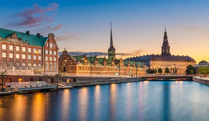 Stickers pour porte Scandinavie Panorama d& 39 horizon de nuit de Copenhague, Danemark