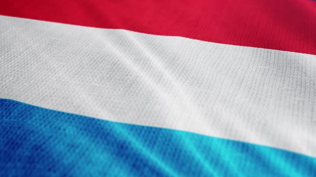Luxembourg flag is waving 3D animation. Symbol of Luxembourg national on fabric cloth 3D rendering in full perspective.