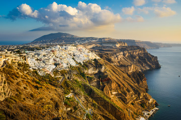 Thira town on the cliffs of Santorini island, Greece