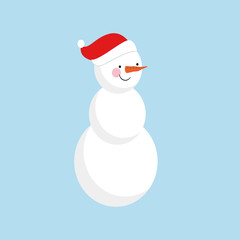 Snowman .Christmas snowman isolated on blue background. Winter. Vector illustration. EPS 10.