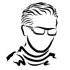 Young man with glasses and sweater, classic hairstyle