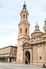 Basilica del Pilar in Zaragoza in the north of Spain in a cloudy day