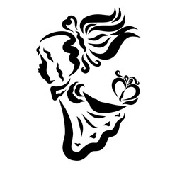 Little girl holding a heart behind her back, a romantic gift