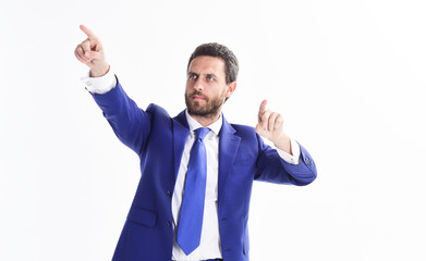 Business estimating. Modeling and design. Interactive surface. Digital technology. Digital modeling for business. Business man architect engineer interact digital surface. Modern business opportunity