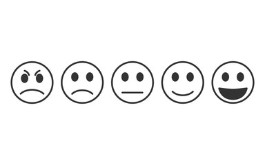 Vector image set of emoticons for rating or feedback.Emoticons icons.