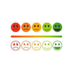 Vector image set of emoticons for rating or feedback.Rating satisfaction.
