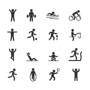 Vector image set exercise icons.