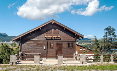 Streets with stone houses in Girona in the Pyrenees mountains