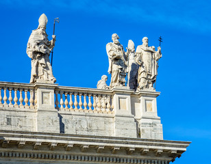 Fragment of the balustrade of the Cathedral of St. John the Baptist on the Lateran Hill in Rome