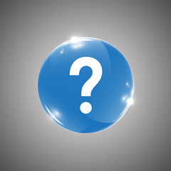 Glossy Rounded Button with Question Mark
