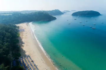 Papier Peint photo Photo aérienne Aerial view drone shot of Nai harn beach Beautiful beach in Phuket Thailand