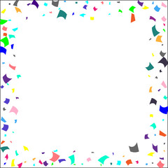 Colorful confetti on white background. 