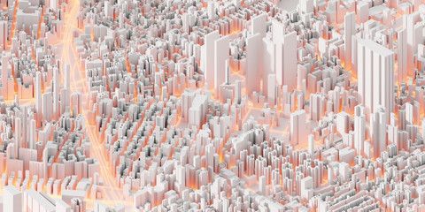 Fototapeta premium Techno mega city; urban and futuristic technology concepts, original 3d rendering