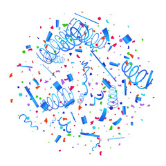 Colorful confetti on white background.