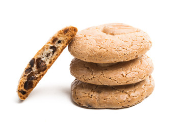 coconut cookies with chocolate isolated
