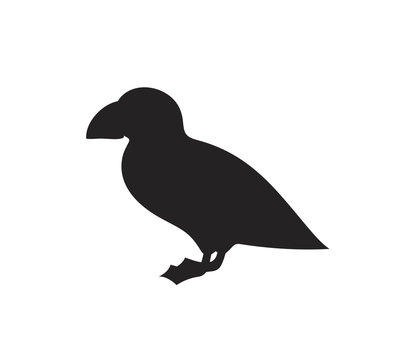 recommend clip art: Atlantic puffin silhouette. Isolated Atlantic puffin on white background. Bird