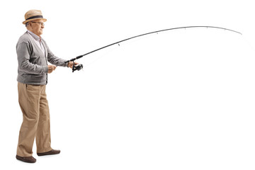 Mature man with a fishing rod