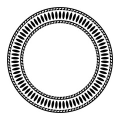 Greek key round frame. Typical egyptian, assyrian and greek motives circle border. Arabic geometric texture. Islamic Art. Abstract geometric. Vector and illustration.