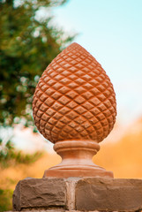Detail of an architectural decoration, in the shape of a pinecone