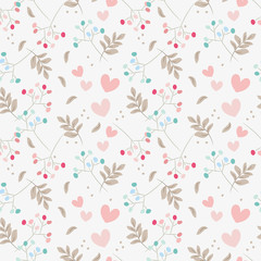 Materiał do szycia Sweet floral and tiny hearts seamless pattern.