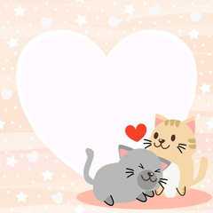 Cute cats in Valentine's Day background.
