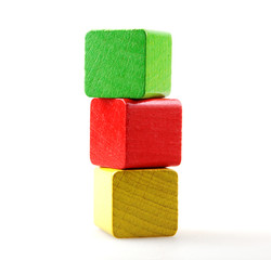 Colorful Wooden Blocks Isolated On White Background
