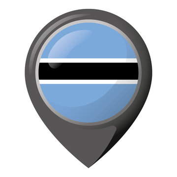 Icon representing pin of location with the flag of Botswana. Ideal for catalogs of institutional materials and geography
