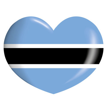  Icon representing button heart flag of Botswana. Ideal for catalogs of institutional materials and geography