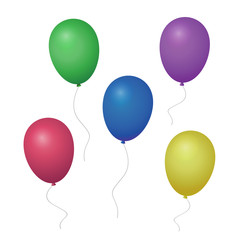 Flying Realistic Glossy Colorful Balloons