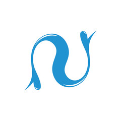 letter n curves motion water design logo vector