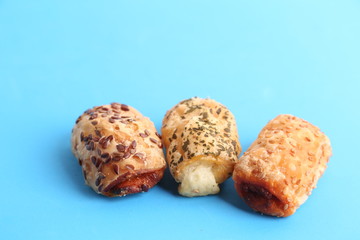 delicious salty cake on colorful background