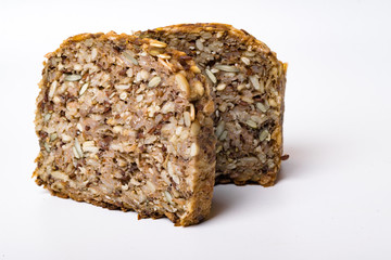 Sliced Wholegrain Bread isolated on white background