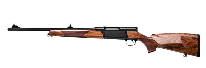 wooden hunting rifle isolated on white