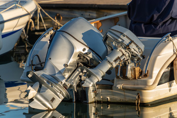Two outboard boat motors - Engines and propellers
