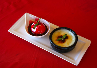 delicious rice puding with cherry source