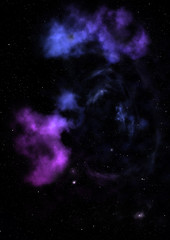 Star field in space and a nebulae. 3D rendering