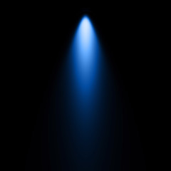 Isolated blue spotlight effect on black background. Light show. Light from the top clipart.